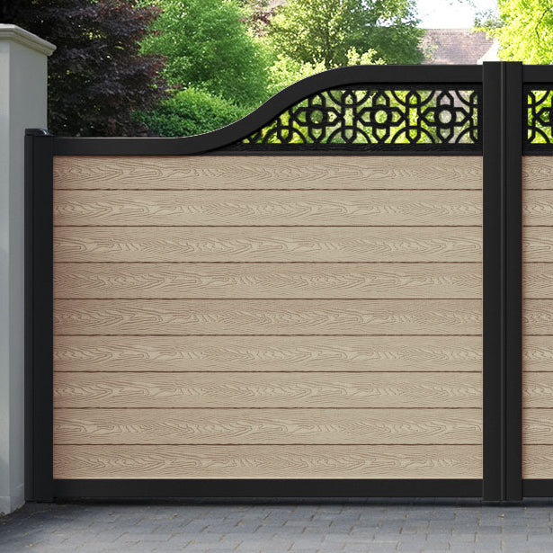 Classic Nabila Curved Top Driveway Gate - Light Oak - Top Screen