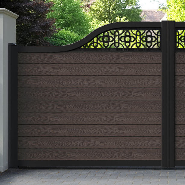 Classic Nabila Curved Top Driveway Gate - Mid Brown - Top Screen