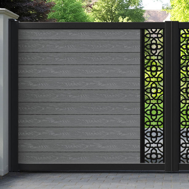Classic Nabila Straight Top Driveway Gate - Mid Grey - Middle Screen