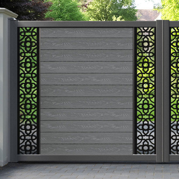 Classic Nabila Straight Top Driveway Gate - Mid Grey - Middle & End Screen