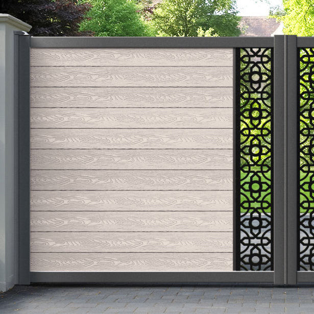 Classic Nabila Straight Top Driveway Gate - Mid Stone - Middle Screen