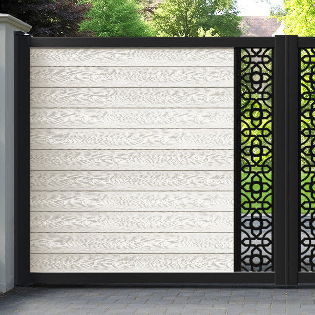 Classic Nabila Straight Top Driveway Gate - Light Stone - Middle Screen