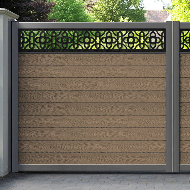 Classic Nabila Straight Top Driveway Gate - Teak - Top Screen