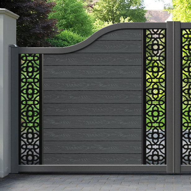 Classic Nabila Curved Top Driveway Gate - Dark Grey - Middle & End Screen