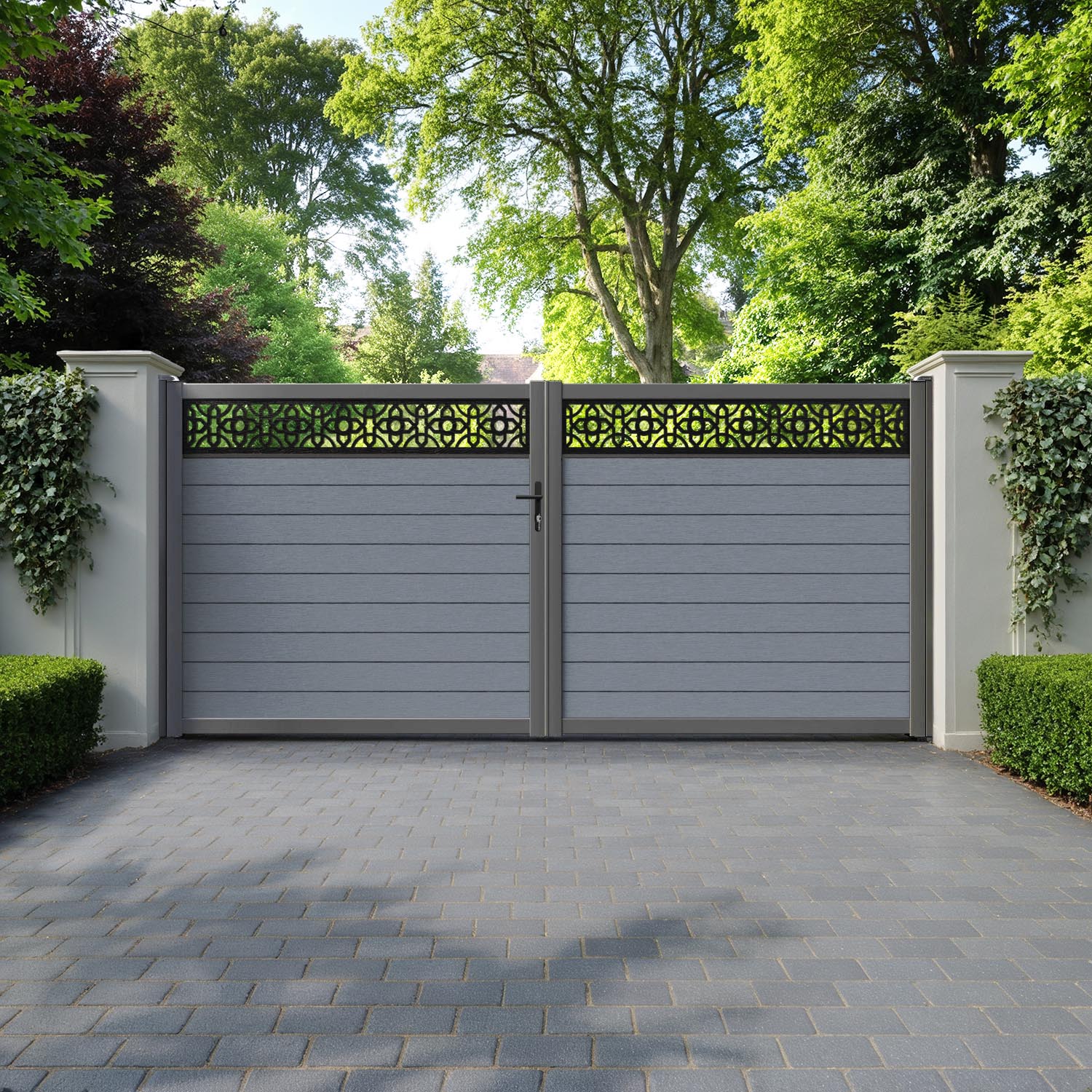 Fusion Nabila Straight Top Driveway Gate - Anthracite - Top Screen