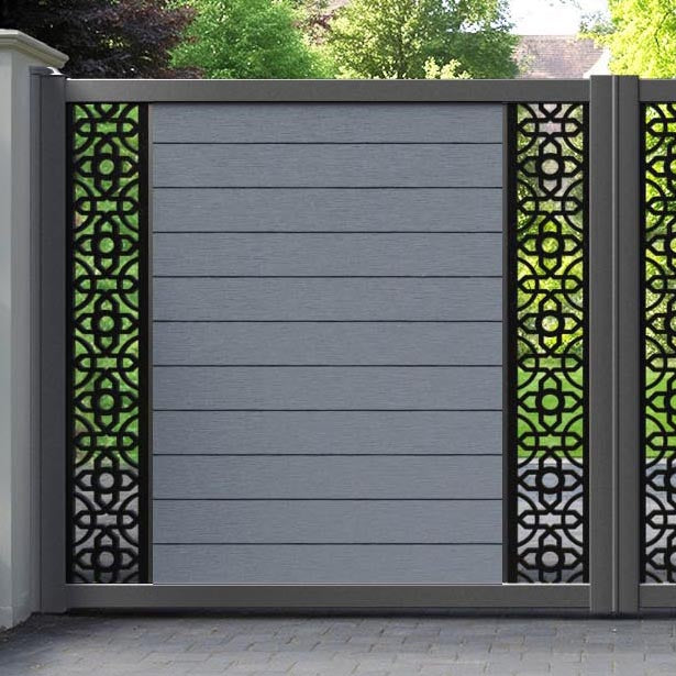 Fusion Nabila Straight Top Driveway Gate - Anthracite - Middle & End Screen