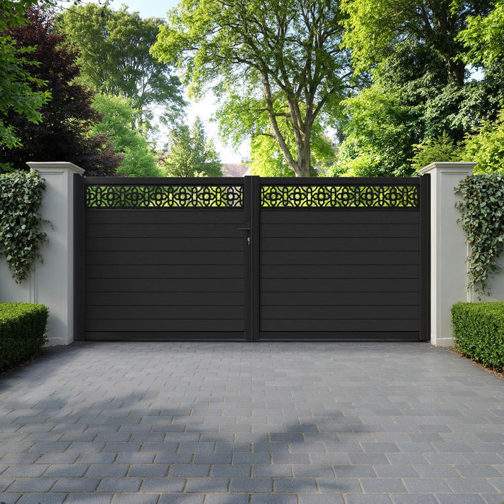 Fusion Nabila Straight Top Driveway Gate - Black - Top Screen