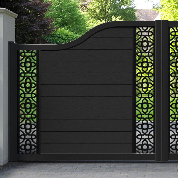 Fusion Nabila Curved Top Driveway Gate - Black - Middle & End Screen