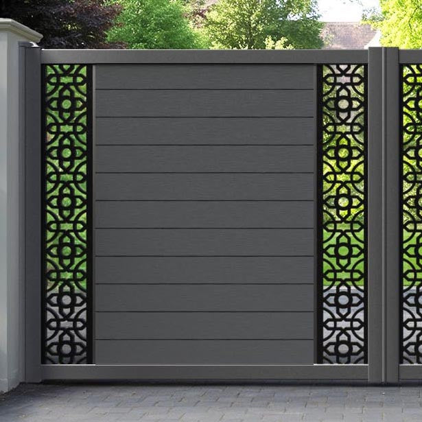 Fusion Nabila Straight Top Driveway Gate - Dark Grey - Middle & End Screen