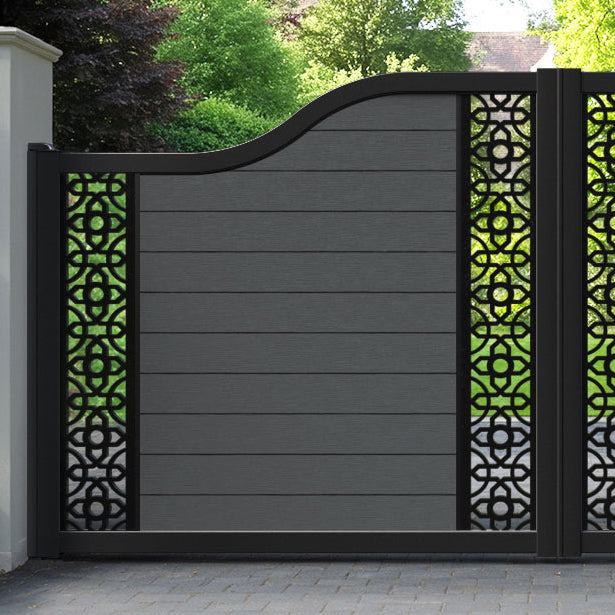 Fusion Nabila Curved Top Driveway Gate - Dark Grey - Middle & End Screen
