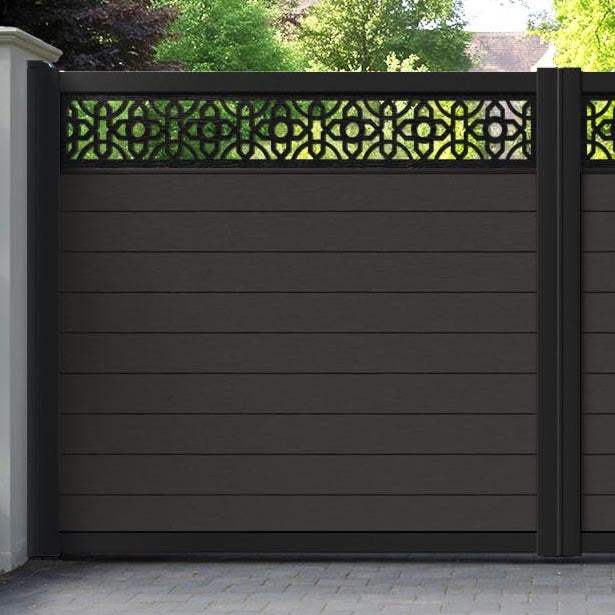 Fusion Nabila Straight Top Driveway Gate - Dark Oak - Top Screen