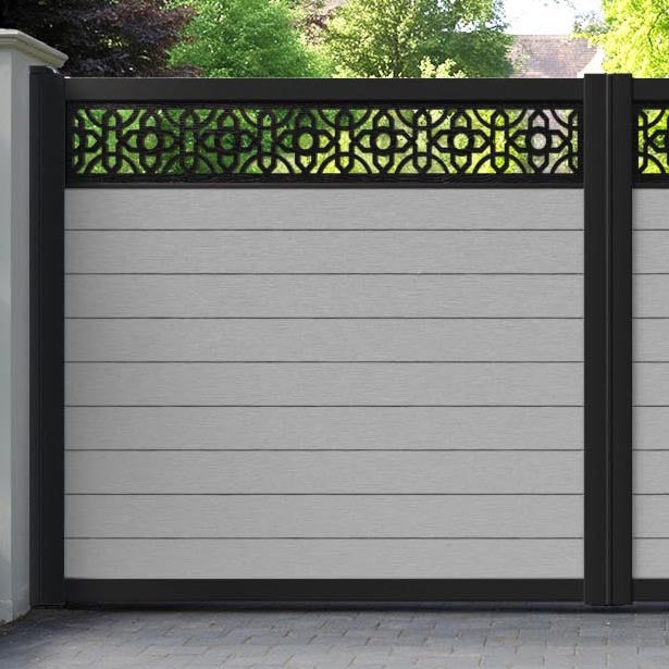 Fusion Nabila Straight Top Driveway Gate - Light Grey - Top Screen