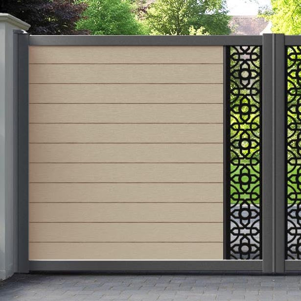 Fusion Nabila Straight Top Driveway Gate - Light Oak - Middle Screen