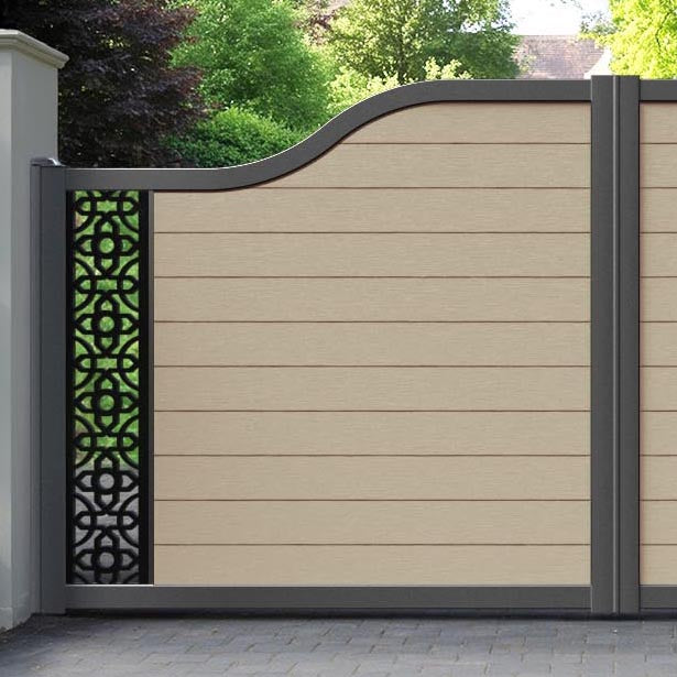 Fusion Nabila Curved Top Driveway Gate - Light Oak - End Screen