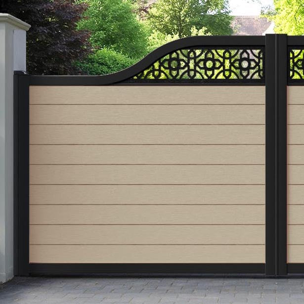 Fusion Nabila Curved Top Driveway Gate - Light Oak - Top Screen