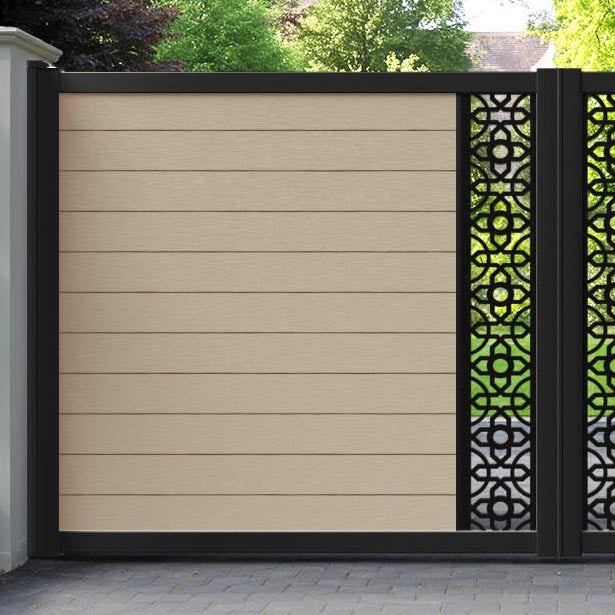 Fusion Nabila Straight Top Driveway Gate - Light Oak - Middle Screen