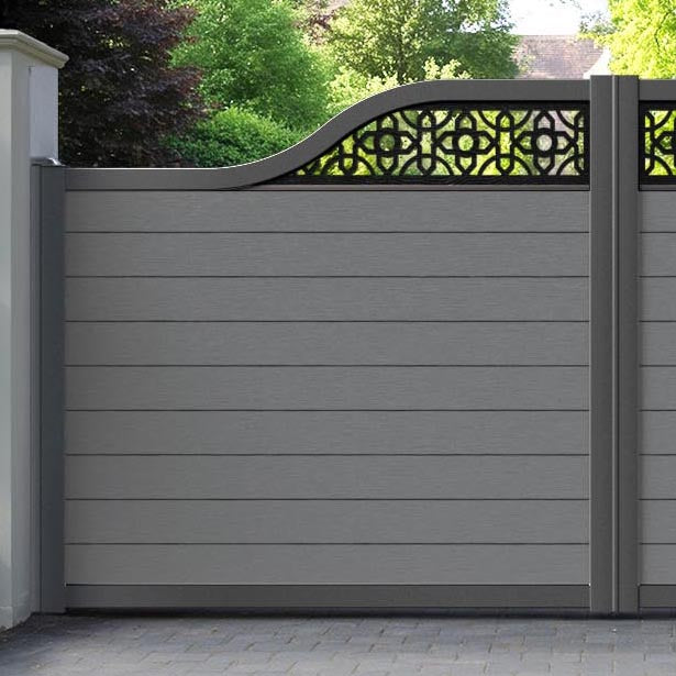 Fusion Nabila Curved Top Driveway Gate - Mid Grey - Top Screen