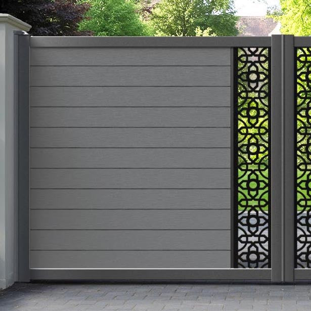 Fusion Nabila Straight Top Driveway Gate - Mid Grey - Middle Screen