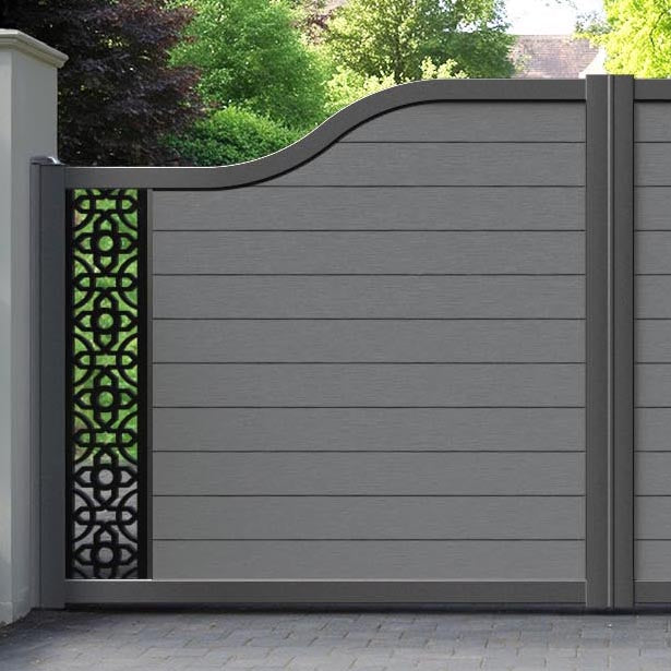 Fusion Nabila Curved Top Driveway Gate - Mid Grey - End Screen