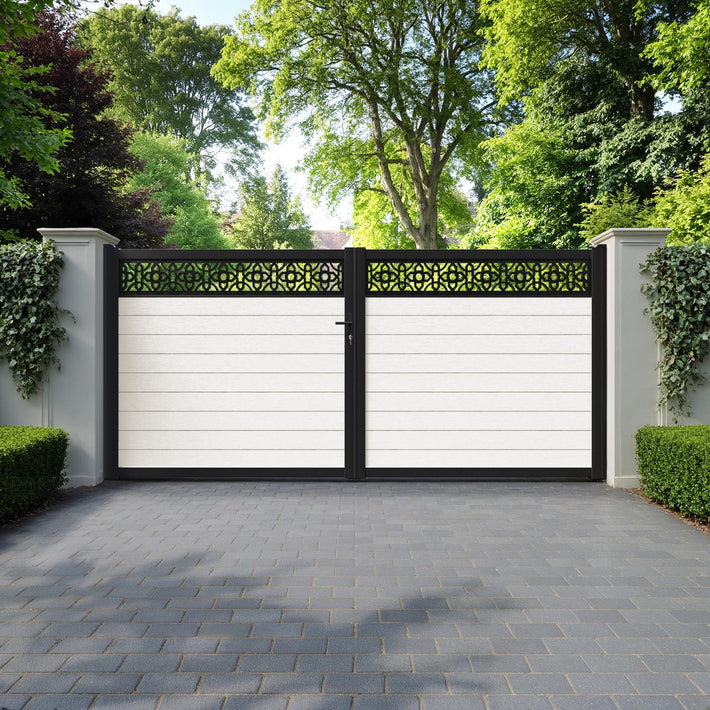 Fusion Nabila Straight Top Driveway Gate - Light Stone - Top Screen