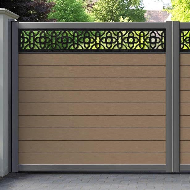 Fusion Nabila Straight Top Driveway Gate - Teak - Top Screen