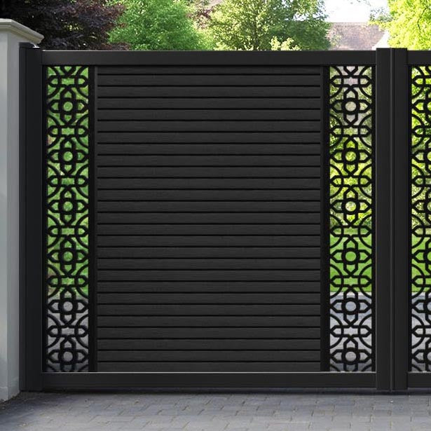Hudson Nabila Straight Top Driveway Gate - Black - Middle & End Screen