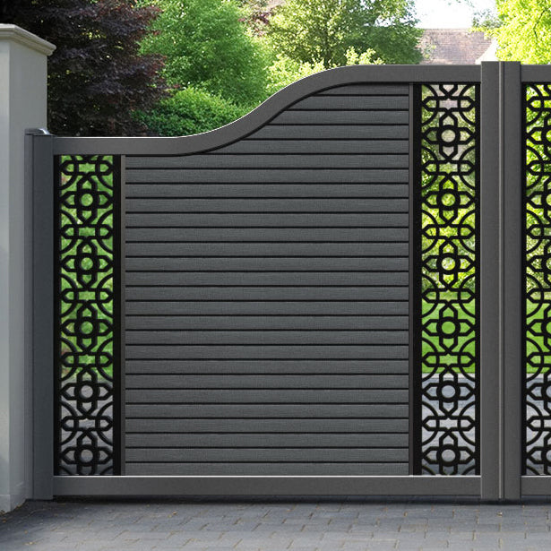 Hudson Nabila Curved Top Driveway Gate - Dark Grey - Middle & End Screen