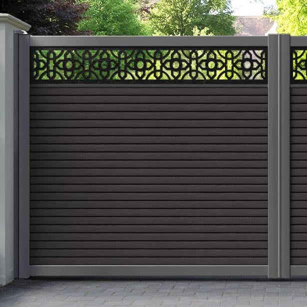 Hudson Nabila Straight Top Driveway Gate - Dark Oak - Top Screen