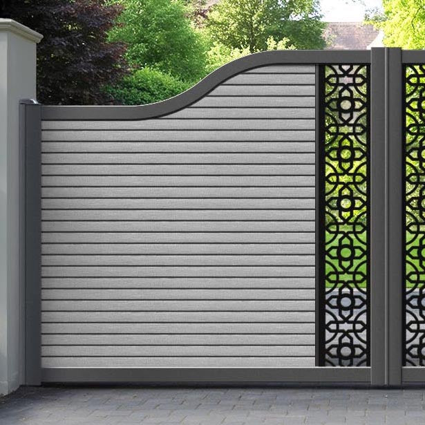 Hudson Nabila Curved Top Driveway Gate - Light Grey - Middle Screen