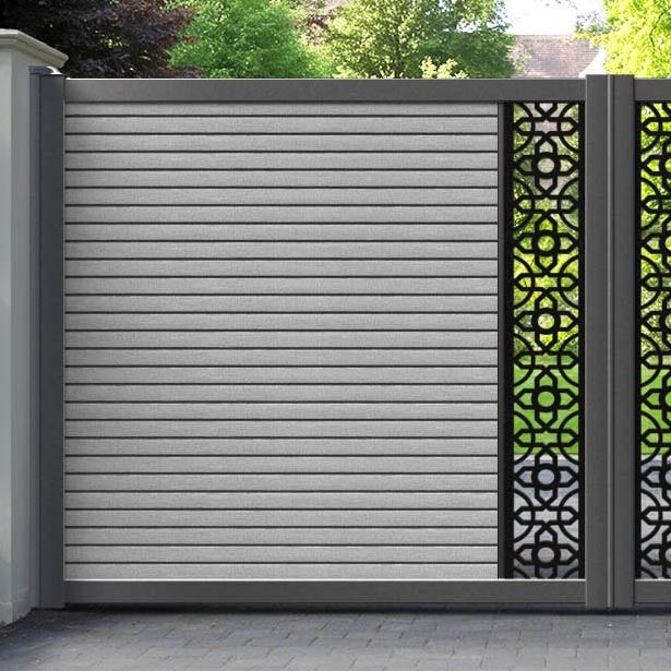 Hudson Nabila Straight Top Driveway Gate - Light Grey - Middle Screen