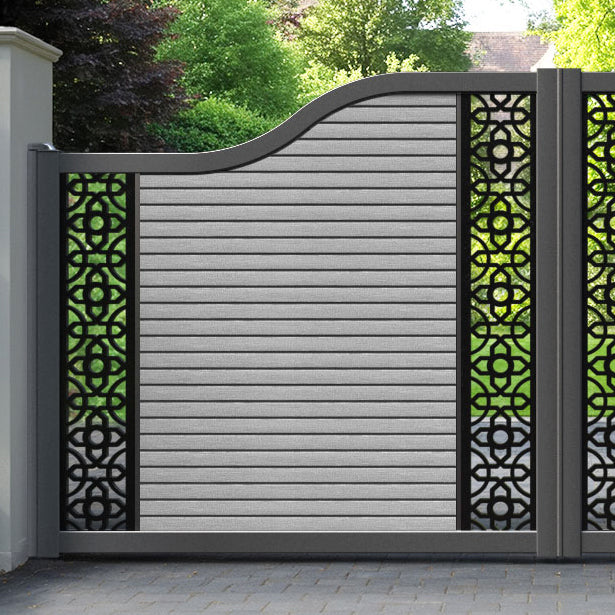 Hudson Nabila Curved Top Driveway Gate - Light Grey - Middle & End Screen