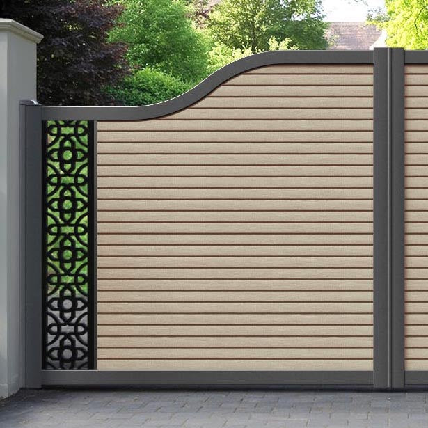 Hudson Nabila Curved Top Driveway Gate - Light Oak - End Screen