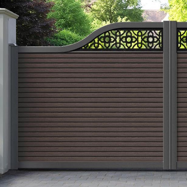 Hudson Nabila Curved Top Driveway Gate - Mid Brown - Top Screen