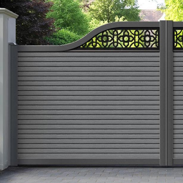 Hudson Nabila Curved Top Driveway Gate - Mid Grey - Top Screen