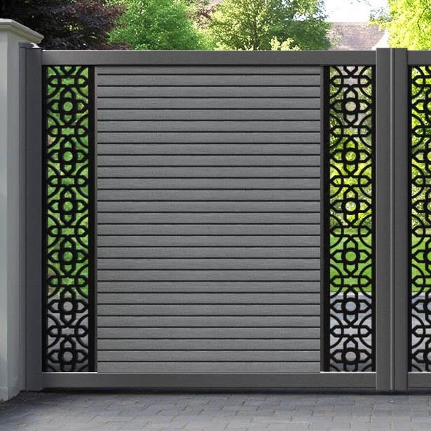 Hudson Nabila Straight Top Driveway Gate - Mid Grey - Middle & End Screen