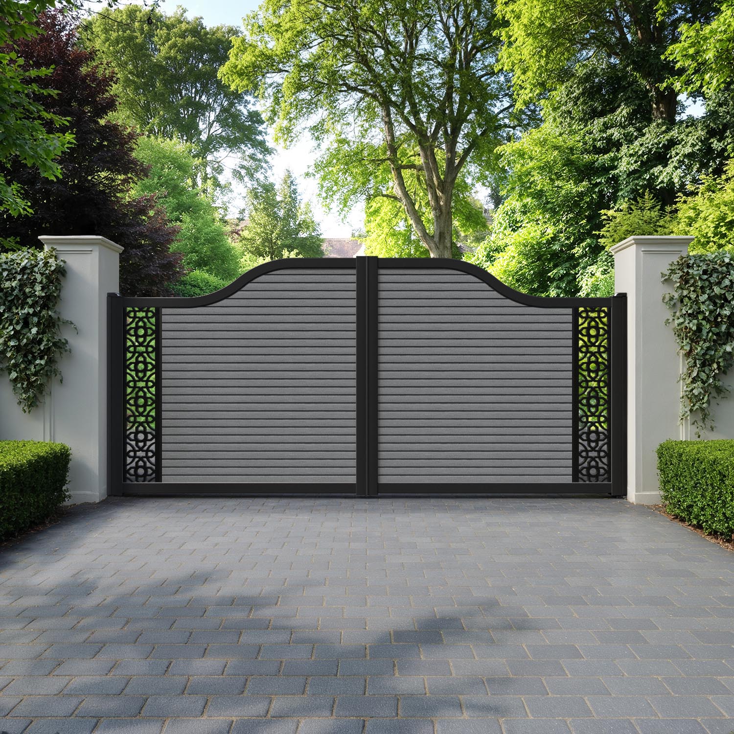 Hudson Nabila Curved Top Driveway Gate - Mid Grey - End Screen