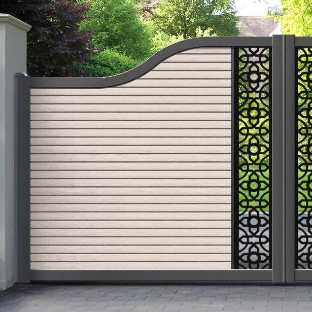 Hudson Nabila Curved Top Driveway Gate - Mid Stone - Middle Screen