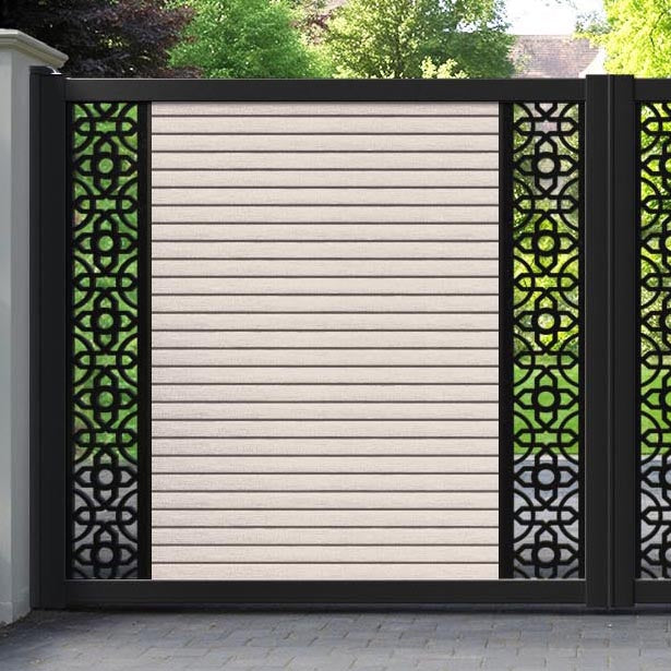 Hudson Nabila Straight Top Driveway Gate - Mid Stone - Middle & End Screen