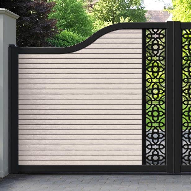 Hudson Nabila Curved Top Driveway Gate - Mid Stone - Middle Screen