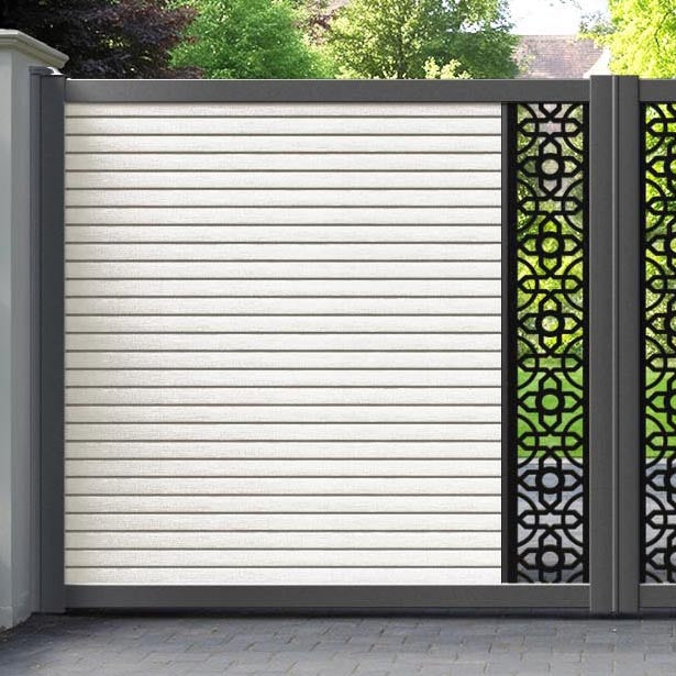 Hudson Nabila Straight Top Driveway Gate - Light Stone - Middle Screen