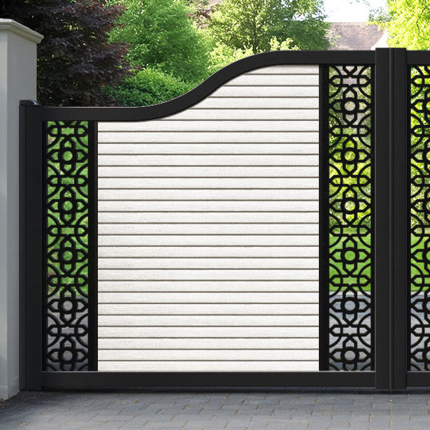 Hudson Nabila Curved Top Driveway Gate - Light Stone - Middle & End Screen