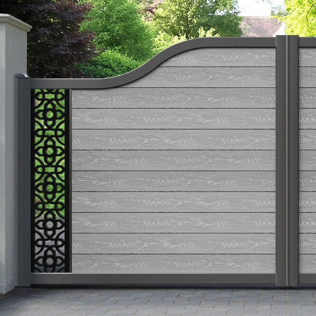 Classic Nabila Curved Top Driveway Gate - Light Grey - End Screen