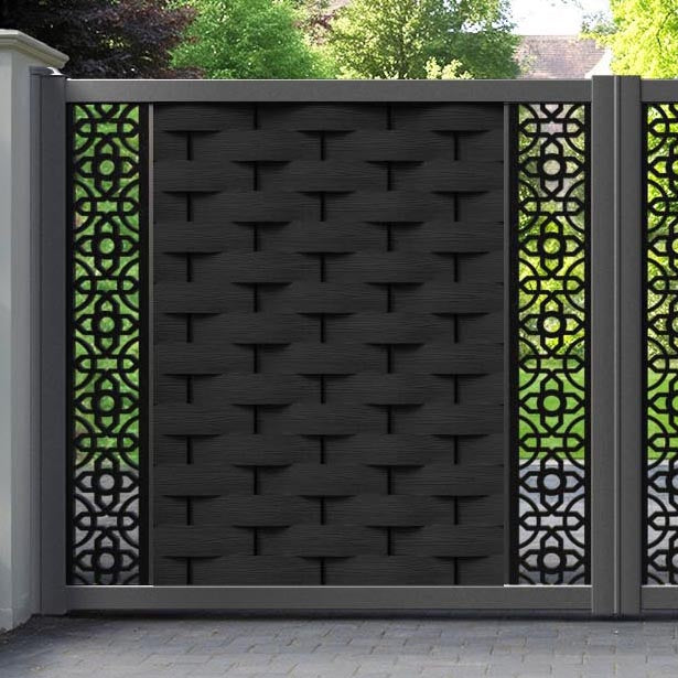 Ripple Nabila Straight Top Driveway Gate - Black - Middle & End Screen