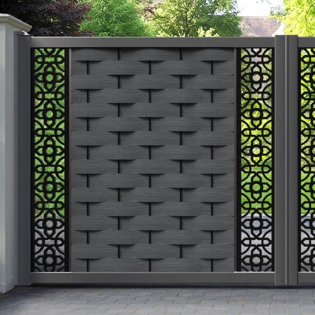 Ripple Nabila Straight Top Driveway Gate - Dark Grey - Middle & End Screen