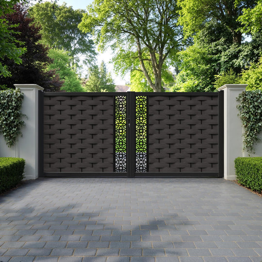 Ripple Nabila Straight Top Driveway Gate - Dark Oak - Middle Screen