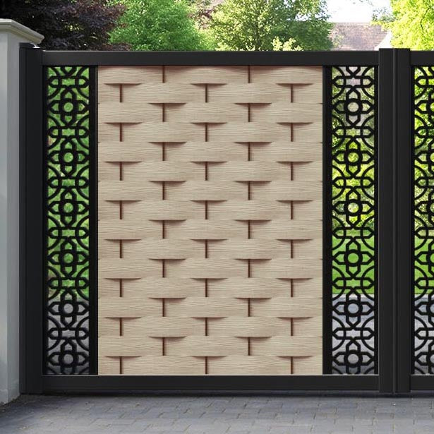 Ripple Nabila Straight Top Driveway Gate - Light Oak - Middle & End Screen