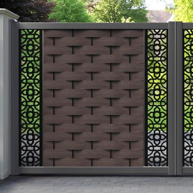 Ripple Nabila Straight Top Driveway Gate - Mid Brown - Middle & End Screen