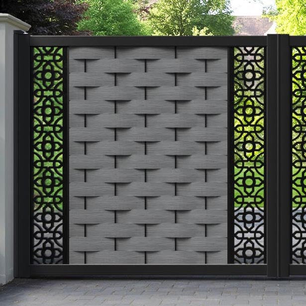 Ripple Nabila Straight Top Driveway Gate - Mid Grey - Middle & End Screen