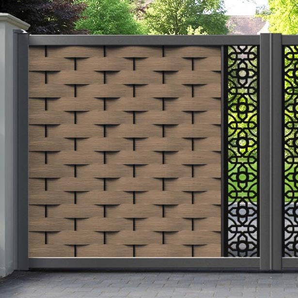 Ripple Nabila Straight Top Driveway Gate - Teak - Middle Screen