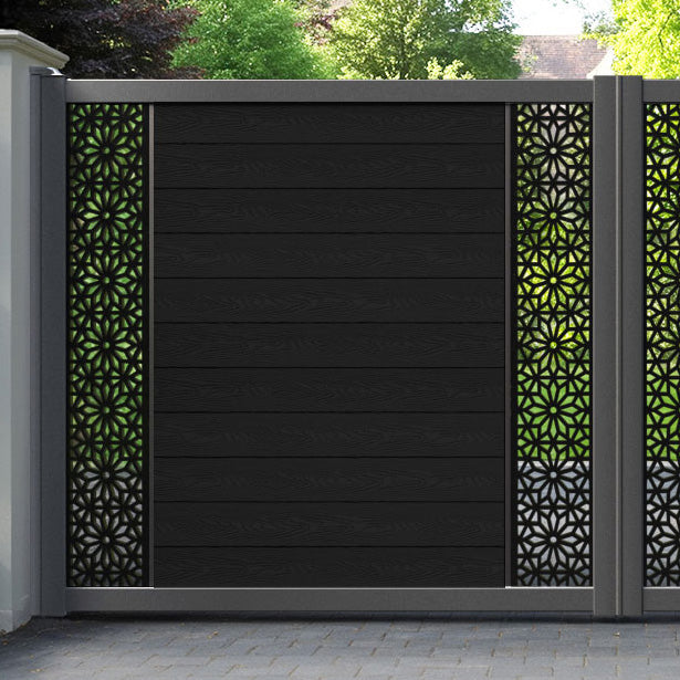 Classic Narwa Straight Top Driveway Gate - Black - Middle & End Screen